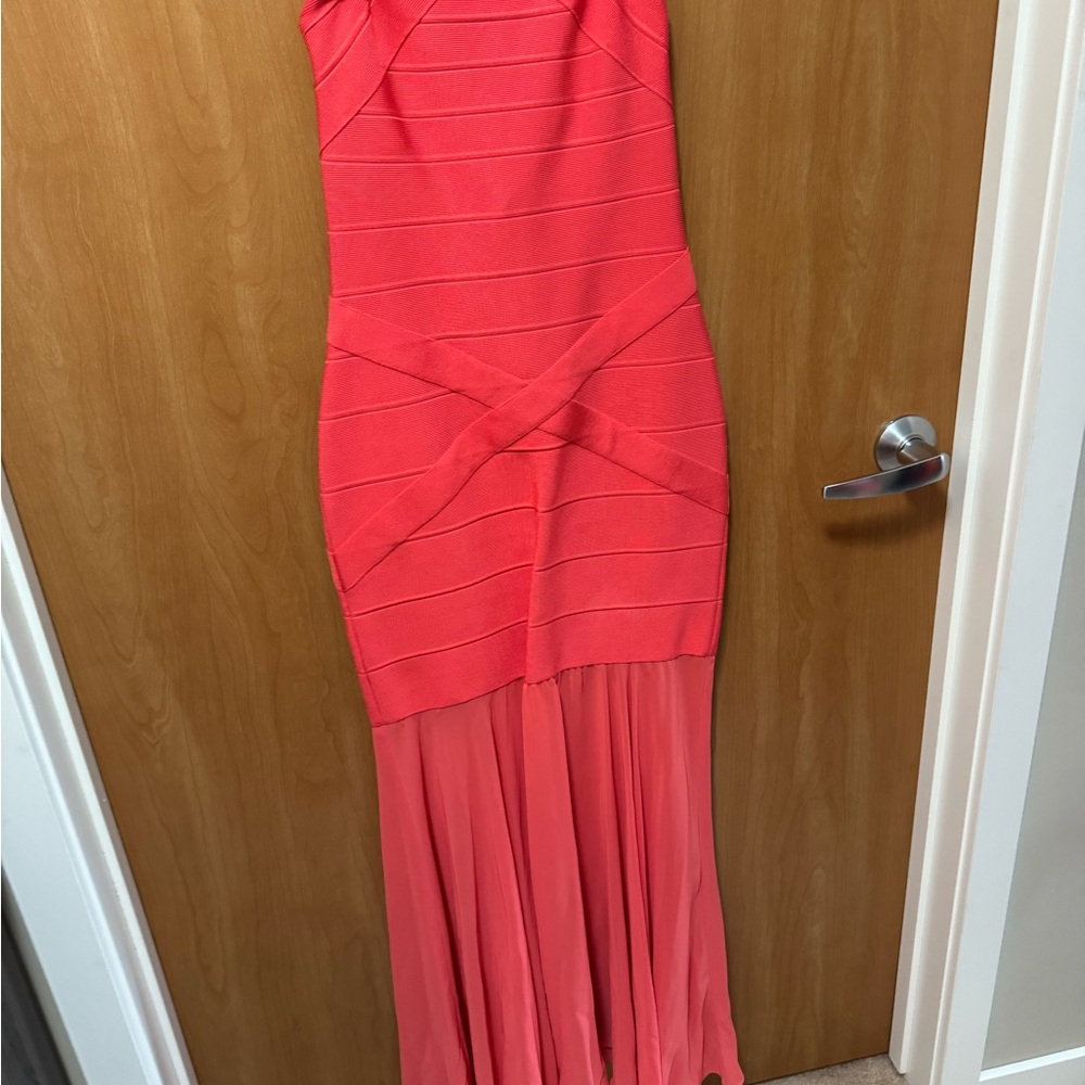 JS Collection women Elegant Coral Evening Dress